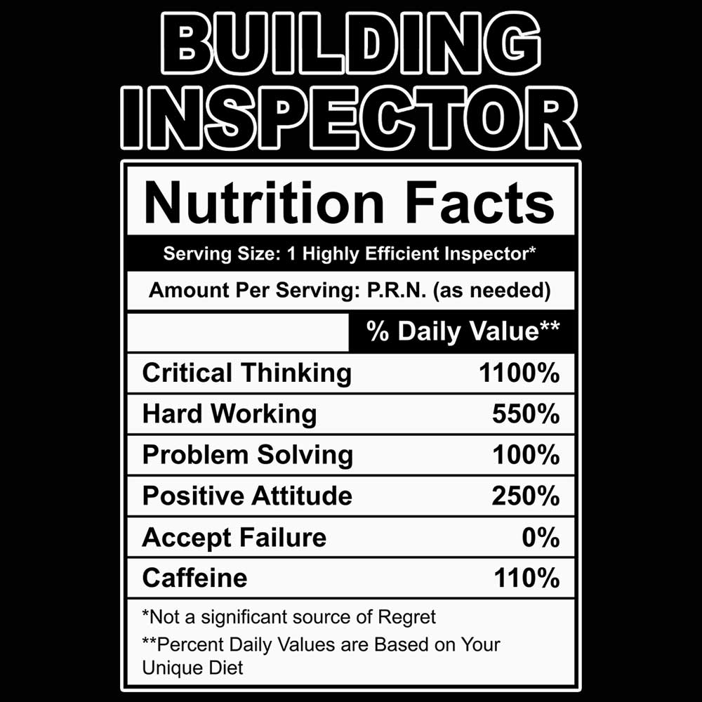 Building Inspector Nutrition Facts - Mens 123t Funny T-Shirt Tshirts