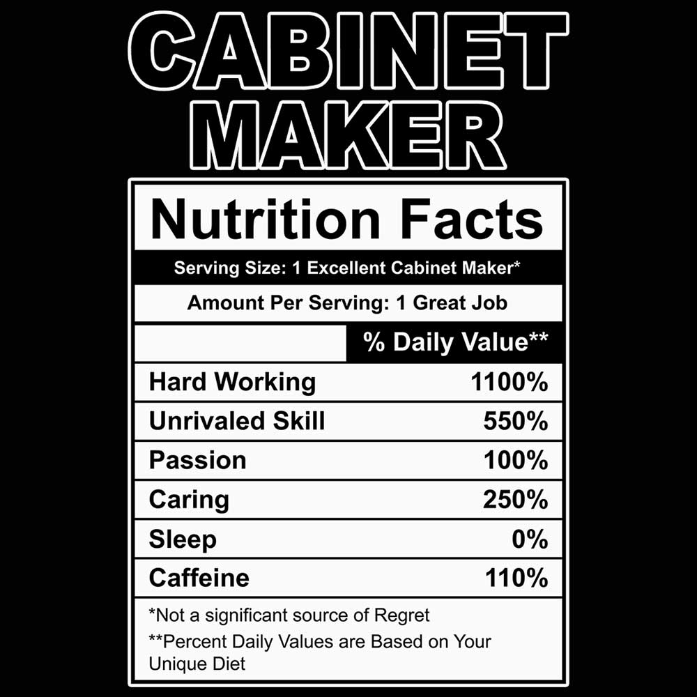 Cabinet Maker Nutrition Facts - Mens 123t Funny T-Shirt Tshirts