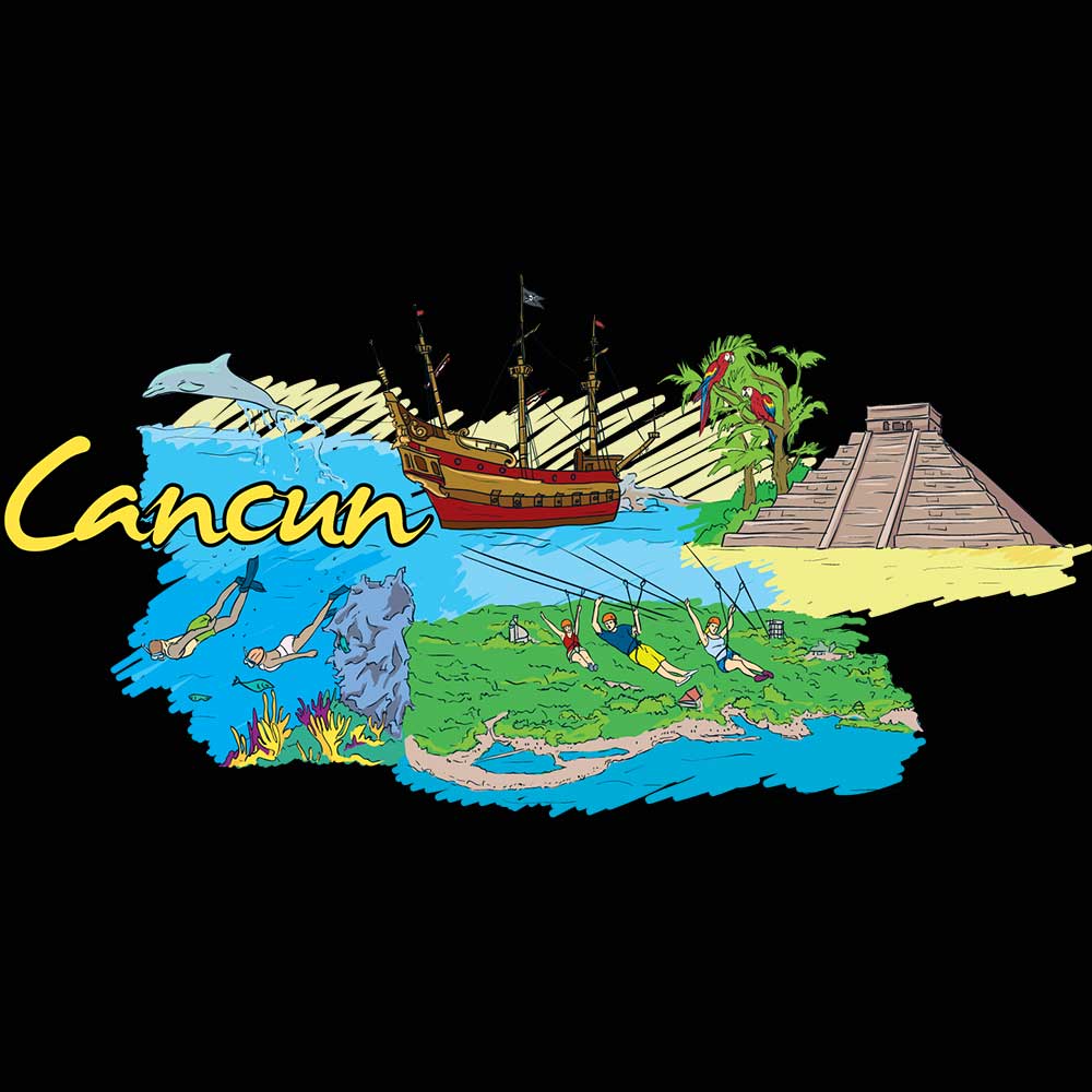 Cancum Mexico Country Flag Destination - Mens 123t Funny T-Shirt Tshirts