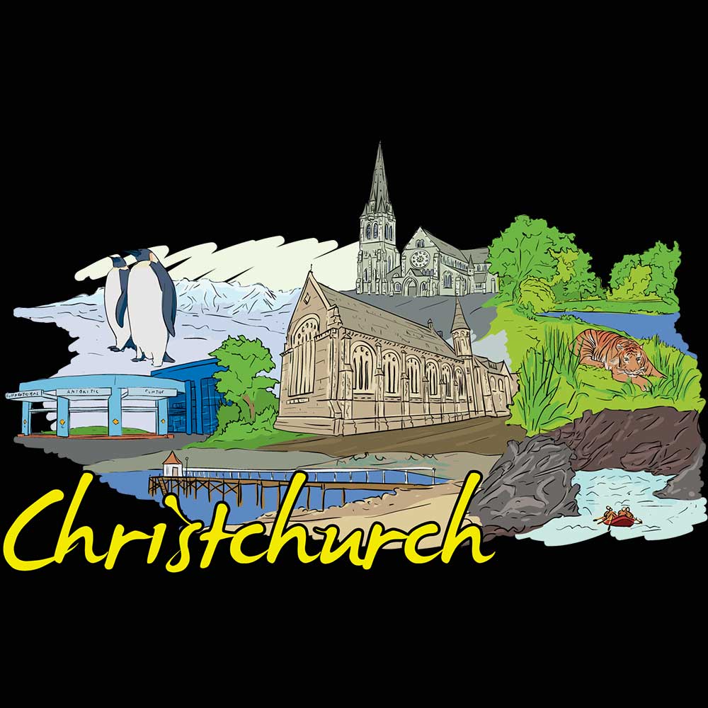 Christchurch New Zealand Country Flag Destination - Mens 123t Funny T-Shirt Tshirts