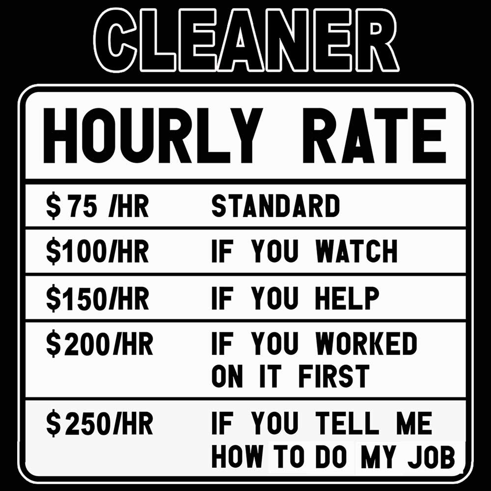Cleaner Hourly Rate - Mens 123t Funny T-Shirt Tshirts