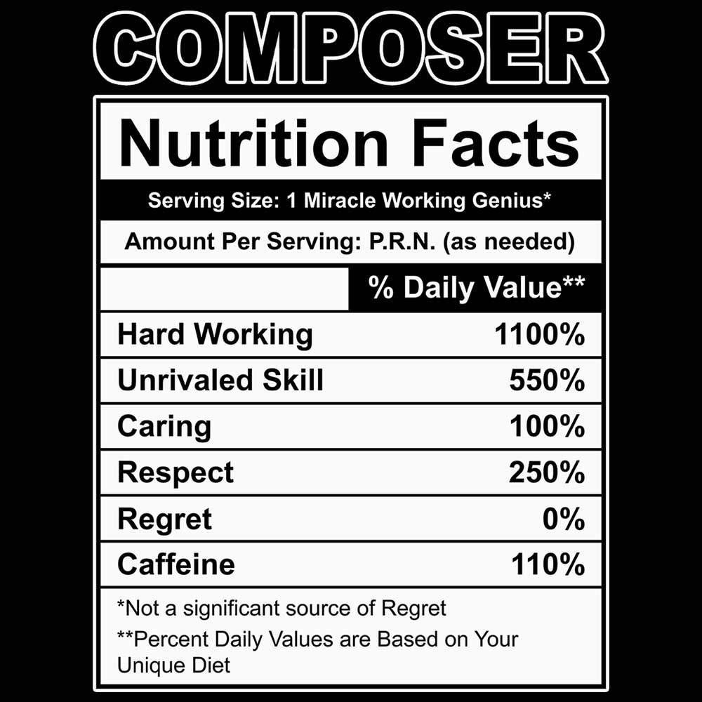 Composer Nutrition Facts - Mens 123t Funny T-Shirt Tshirts