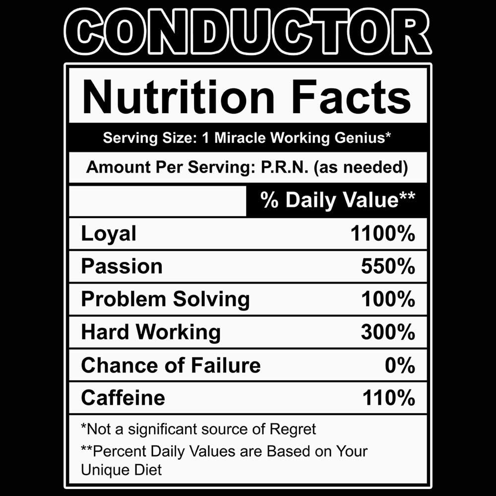 Conductor Nutrition Facts - Mens 123t Funny T-Shirt Tshirts