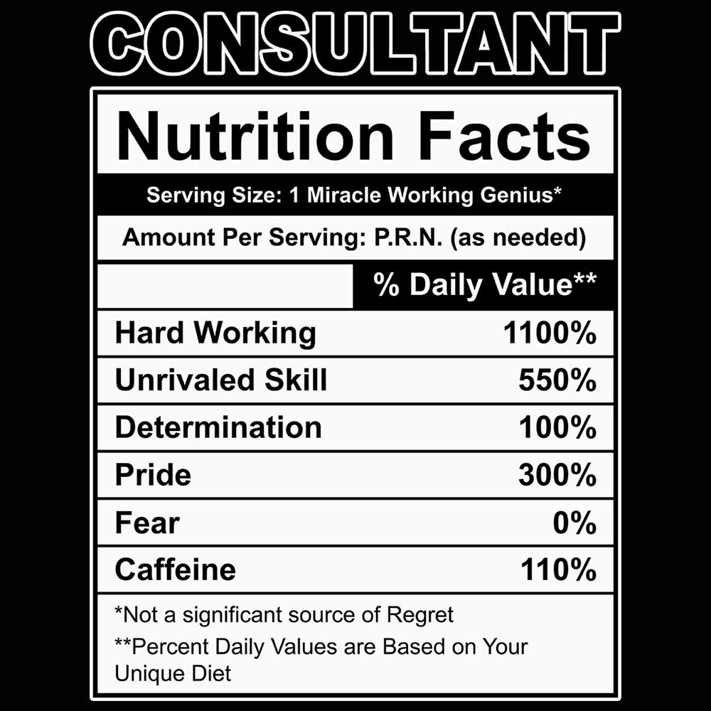 Consulatant Nutrition Facts - Mens 123t Funny T-Shirt Tshirts