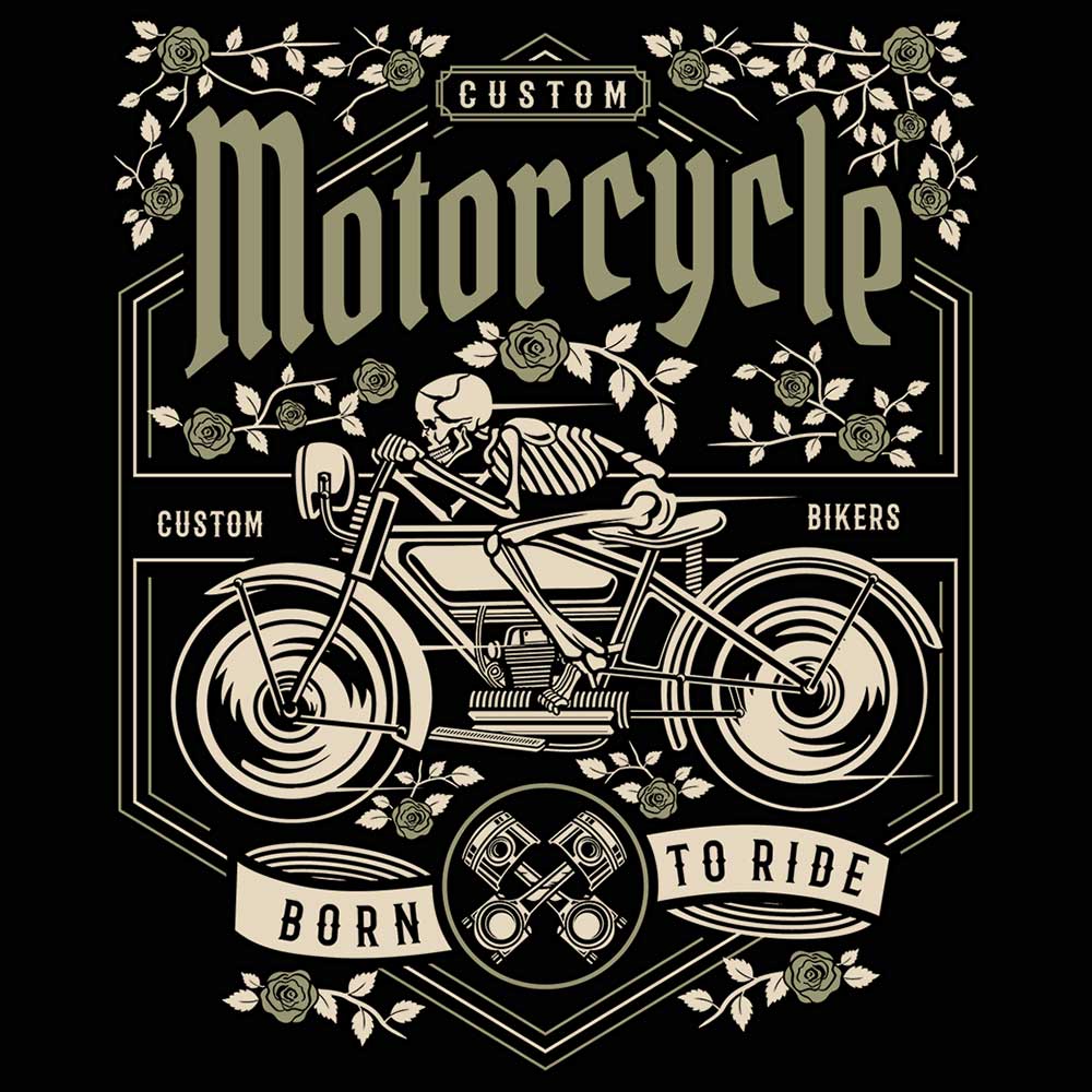 Custom Skull Motorcycle Motorbike - Mens 123t Funny T-Shirt Tshirts