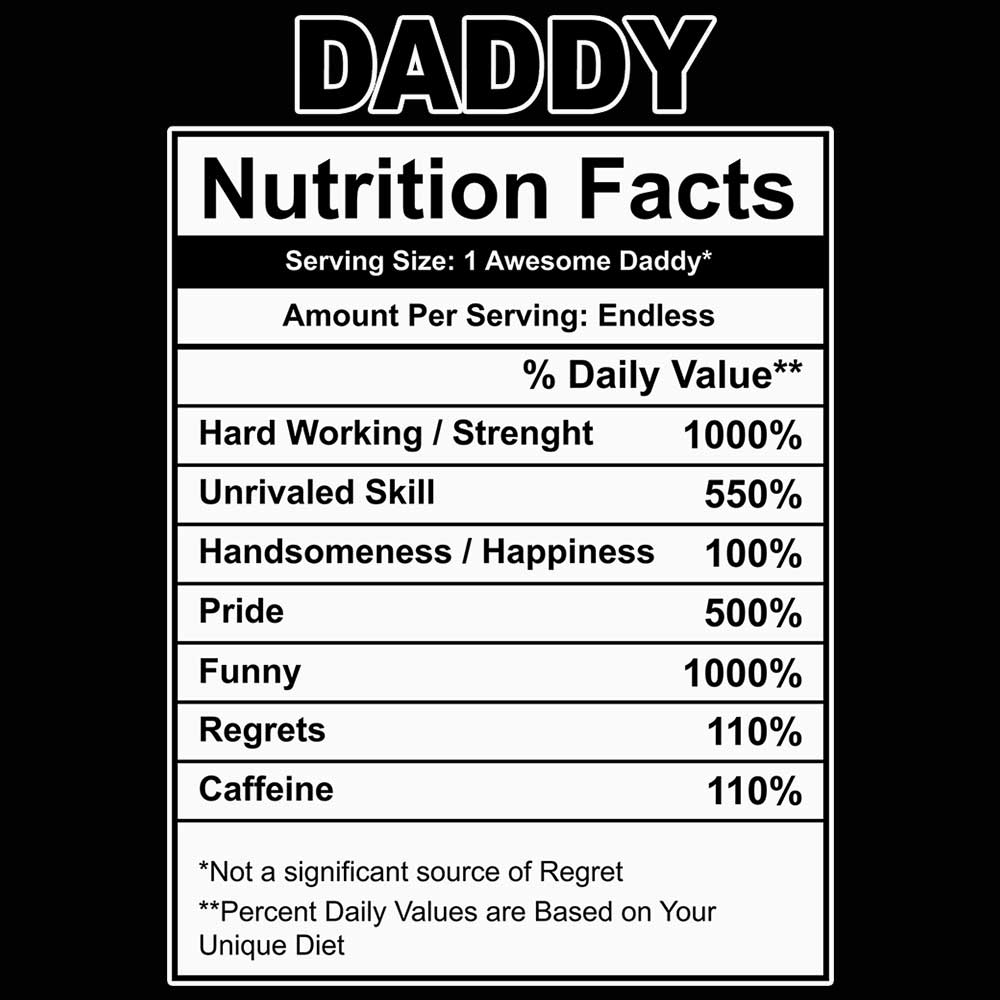 Daddy Nutrition Facts - Mens 123t Funny T-Shirt Tshirts