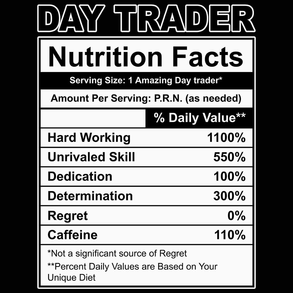 Day Trader Nutrition Facts - Mens 123t Funny T-Shirt Tshirts