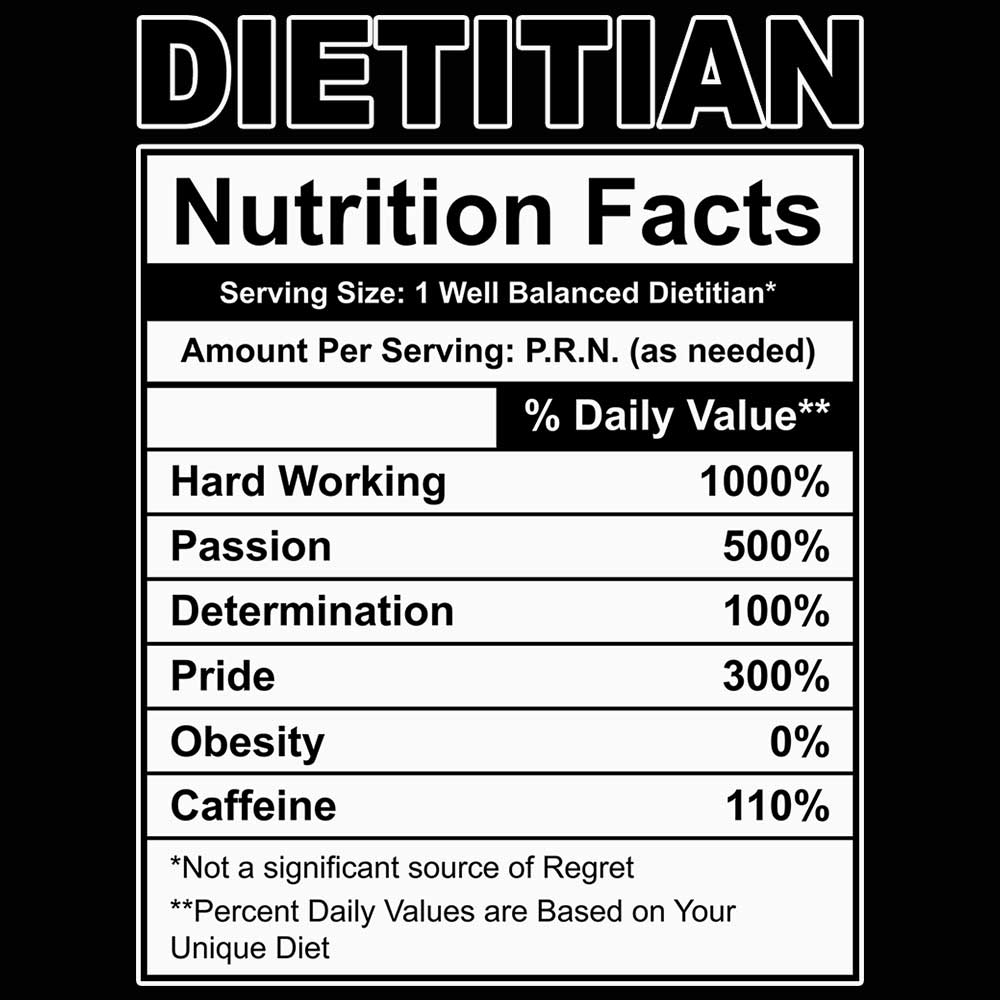 Dietitian Nutrition Facts - Mens 123t Funny T-Shirt Tshirts