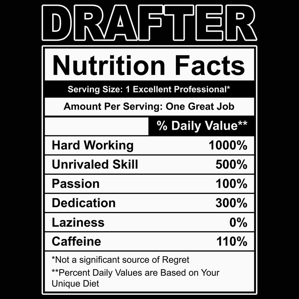 Drafter Nutrition Facts - Mens 123t Funny T-Shirt Tshirts