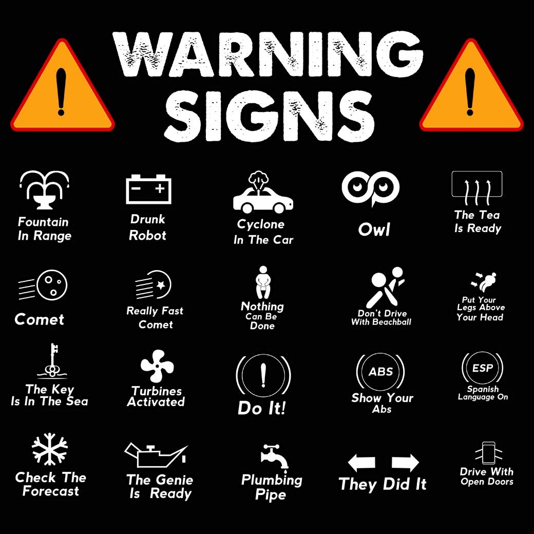 Driving Warning Signs Mechanic - Mens 123t Funny T-Shirt Tshirts