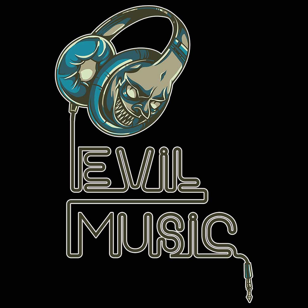 Evil Music Skull Headphones Dj - Mens 123t Funny T-Shirt Tshirts