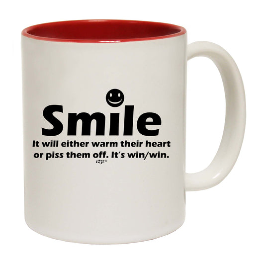 Smile It Will Either Warm Their Heart - Funny Coffee Mug