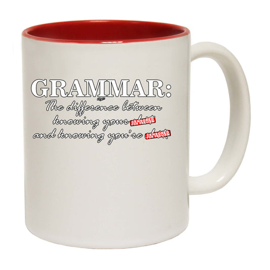 Grammer The Difference Between Knowing - Funny Coffee Mug