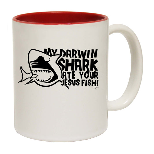 My Darwin Shark Ate Your Jesus Fish - Funny Coffee Mug