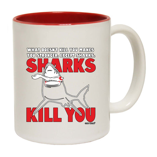 Ow Sharks Kill You - Funny Coffee Mug