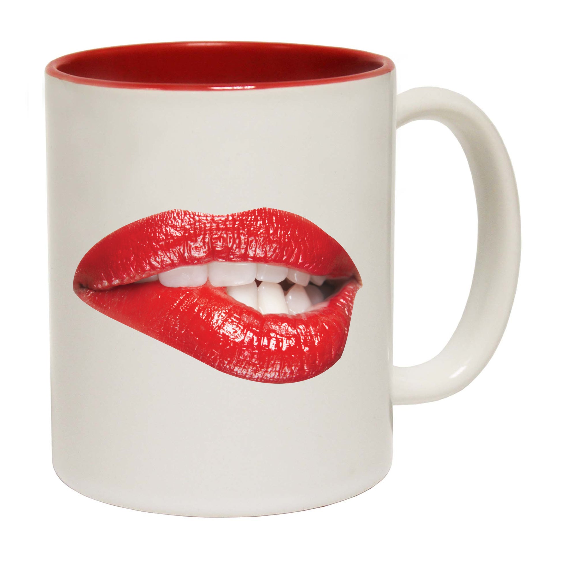 Biting Red Lips - Funny Coffee Mug