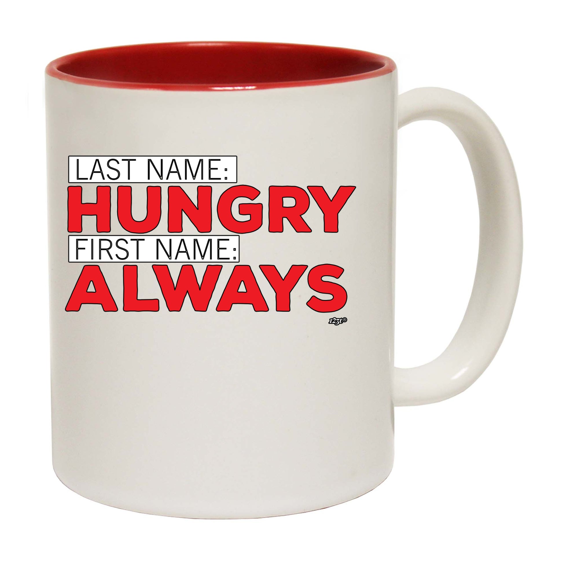 Last Name Hungry First Name Always - Funny Coffee Mug