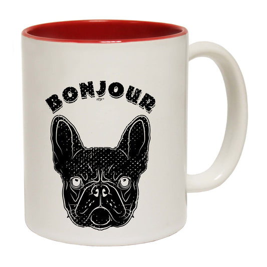 Bonjour Bulldog Face - Funny Coffee Mug