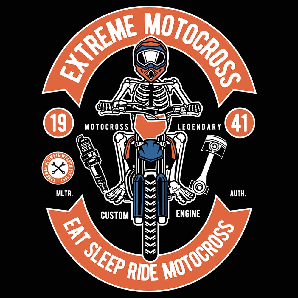 Skeleton Extreme Motocross - Mens 123t Funny T-Shirt Tshirts