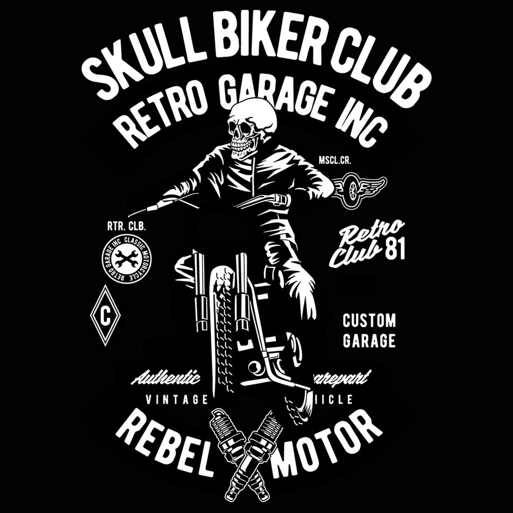 Skull Biker Club Motorbike Motorcycle - Mens 123t Funny T-Shirt Tshirts