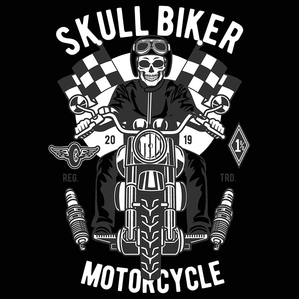Skull Biker Motorcycle Motorbike - Mens 123t Funny T-Shirt Tshirts