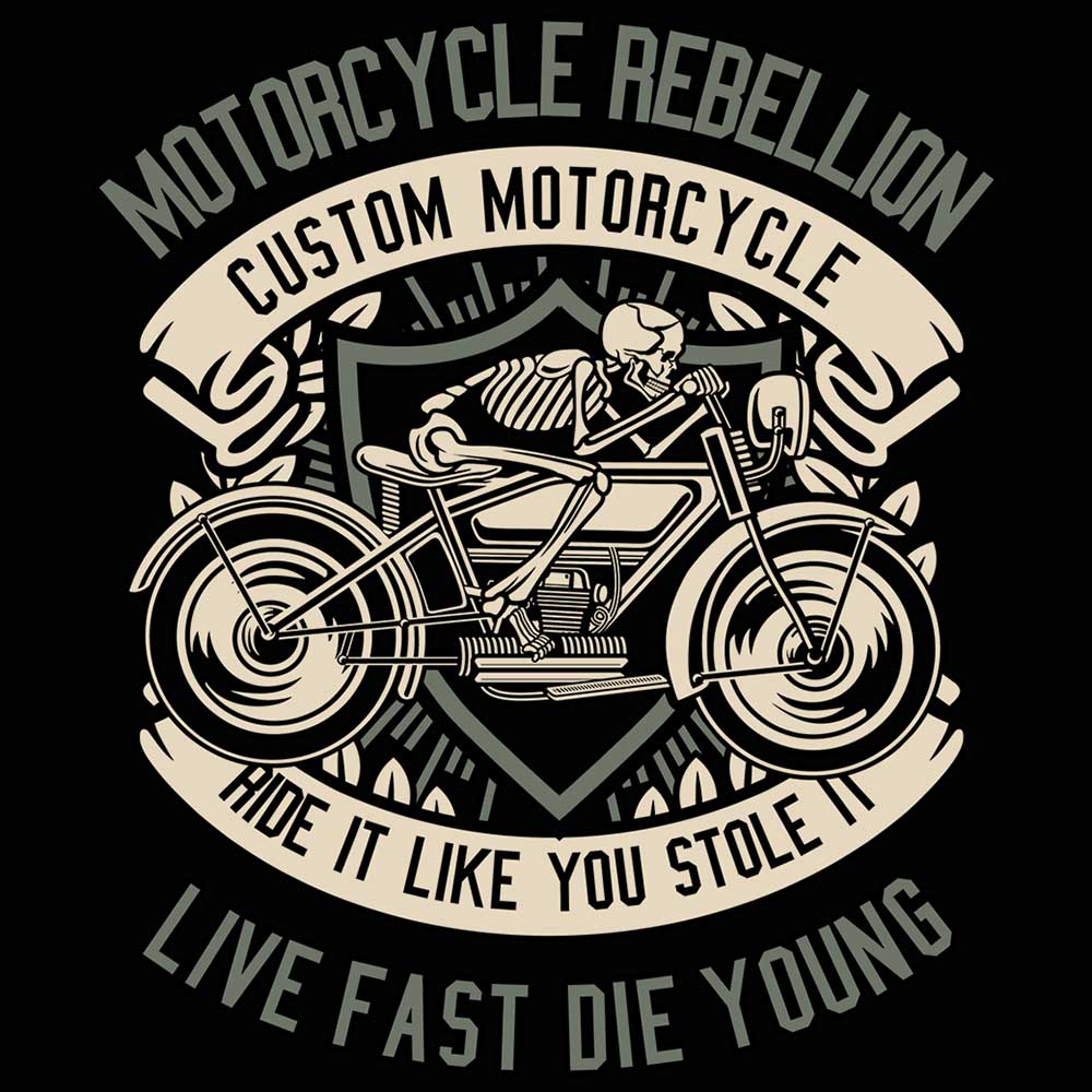 Skull Rebel Motorcycle Motorbike - Mens 123t Funny T-Shirt Tshirts