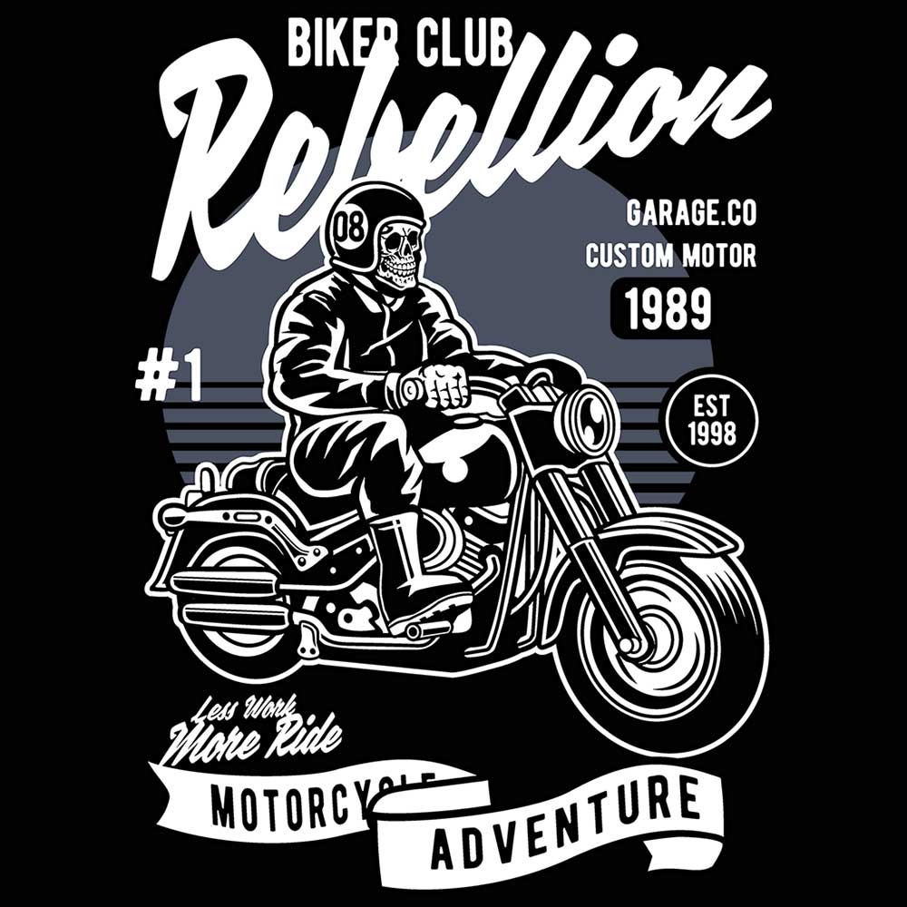 Skull Rebellion Motorbiker Motorcycle Motorbike - Mens 123t Funny T-Shirt Tshirts