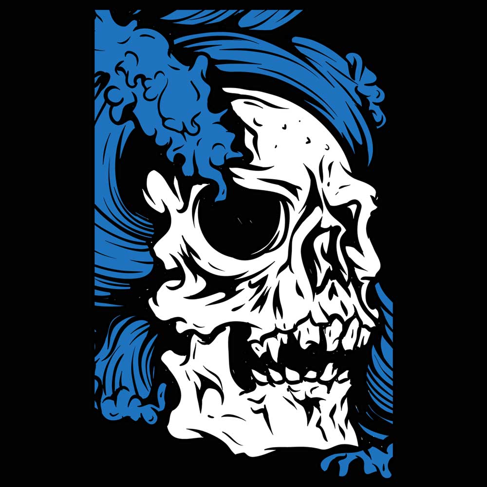 Skull Waves Fashion - Mens 123t Funny T-Shirt Tshirts