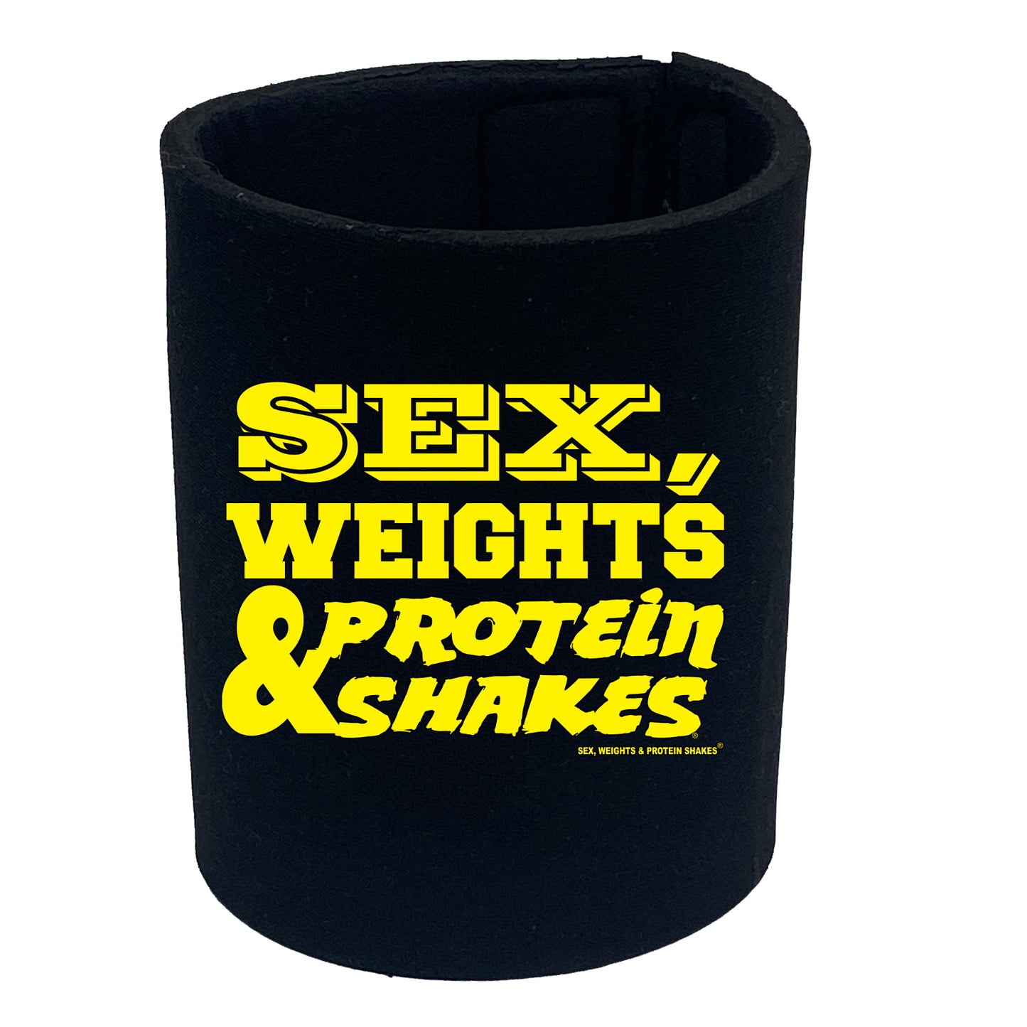 Swps Sex Weights Protein Shakes D1 Yellow - Funny Stubby Holder