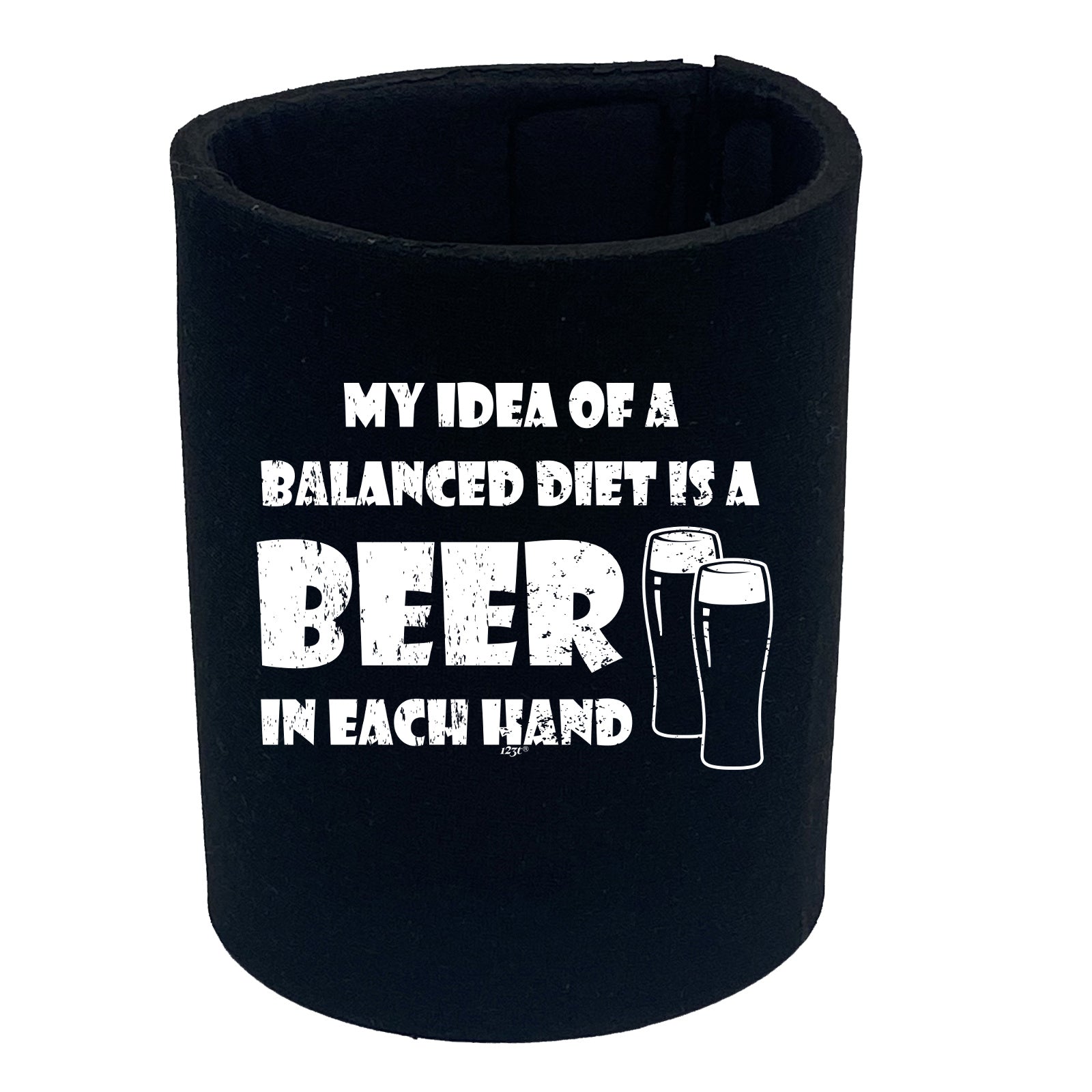 Balanced Diet Is A Beer Each Hand - Funny Stubby Holder