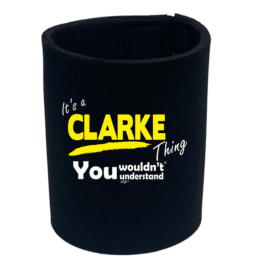 Clarke V1 Surname Thing - Funny Stubby Holder