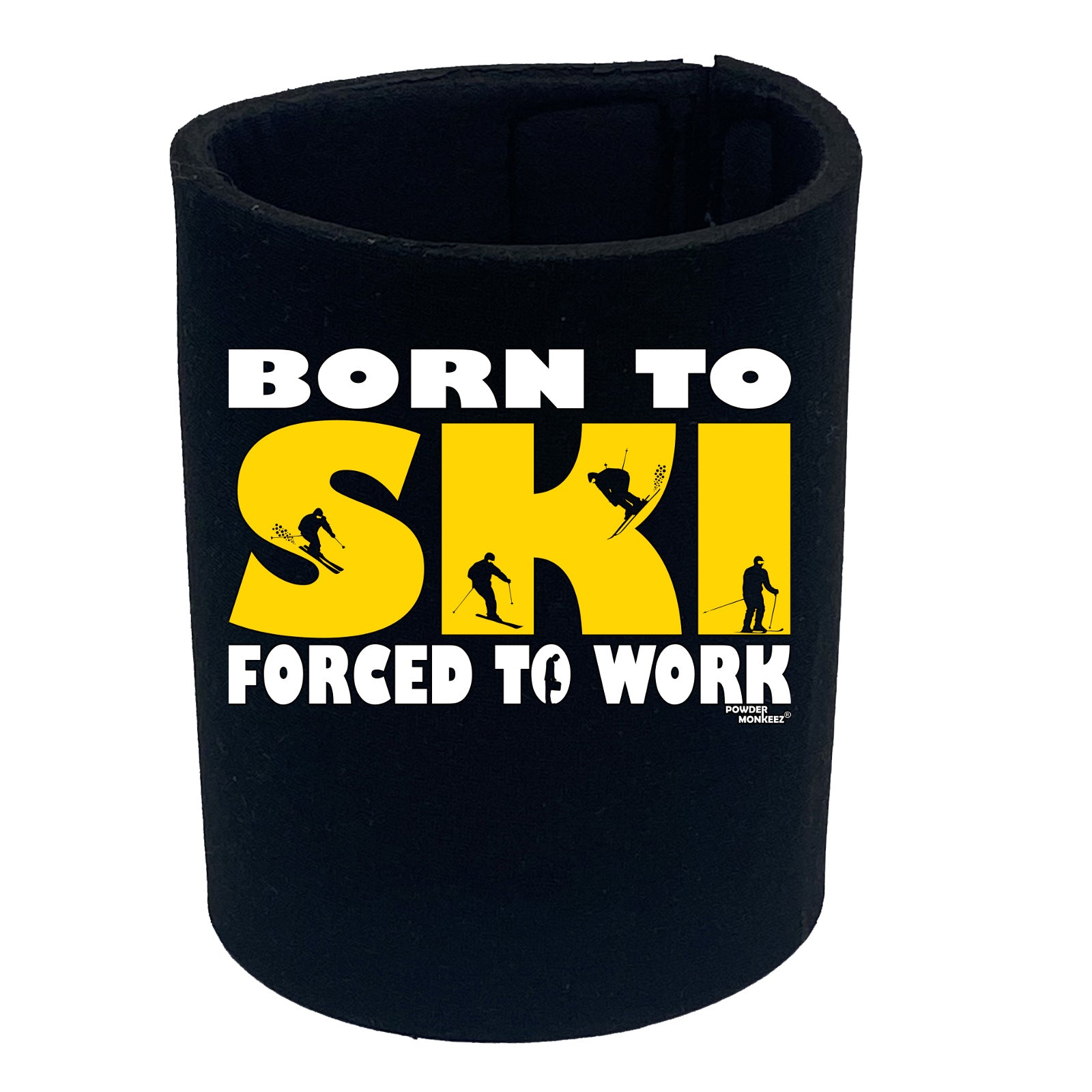 Pm Born To Ski - Funny Stubby Holder