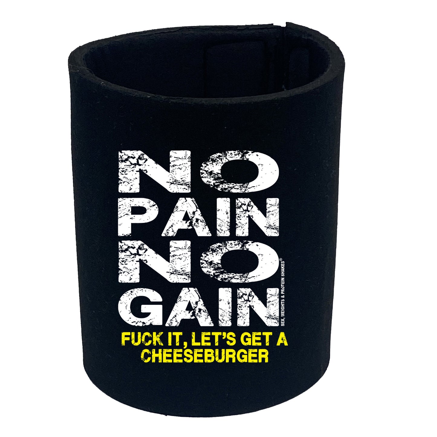 Swps No Pain No Gain Cheeseburger - Funny Stubby Holder