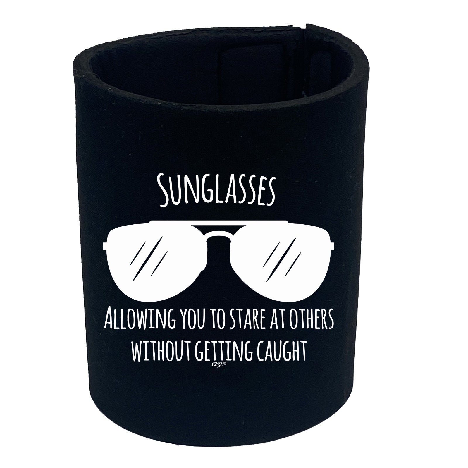 Sunglasses Allowing You To Stare At Others - Funny Stubby Holder