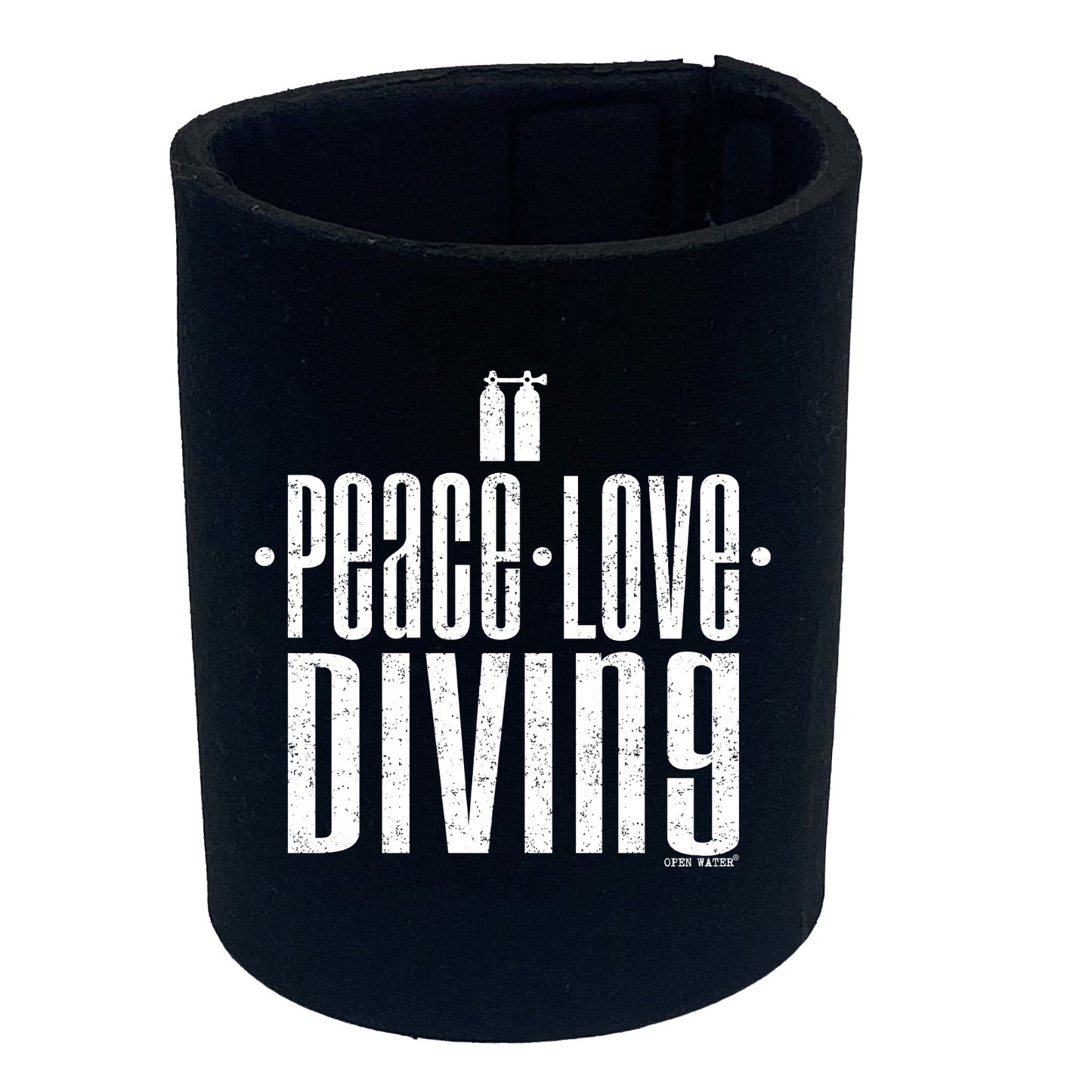 Ow Peace Love Diving - Funny Stubby Holder