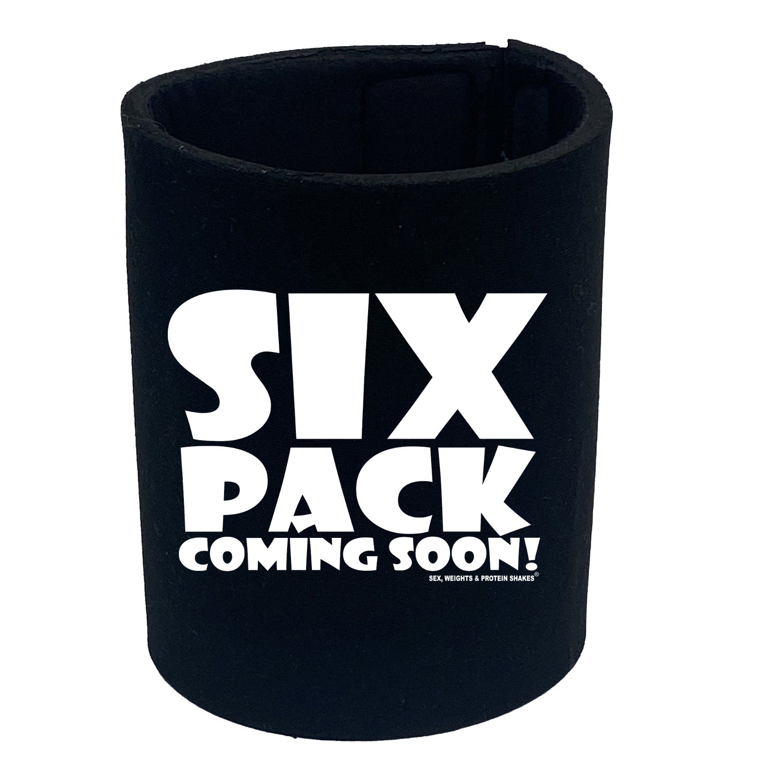 Swps Six Pack Coming Soon White - Funny Stubby Holder