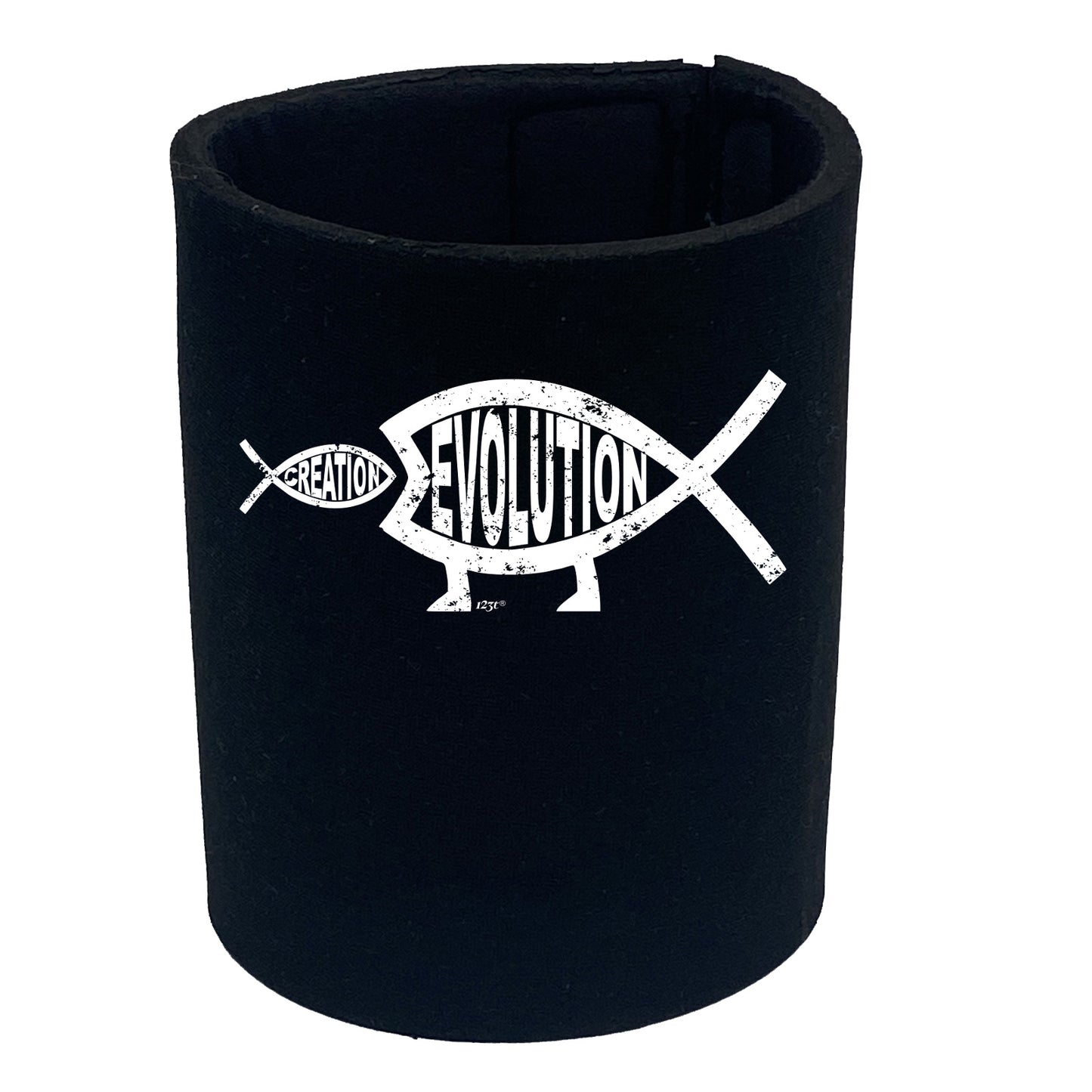 Creation Evolution Fish - Funny Stubby Holder