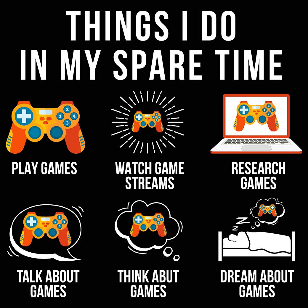 Things I Do In My Spare Time Games Gamer - Mens 123t Funny T-Shirt Tshirts
