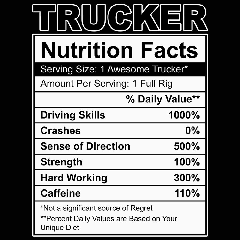 Trucker Nutrition Facts Truck Driver - Mens 123t Funny T-Shirt Tshirts