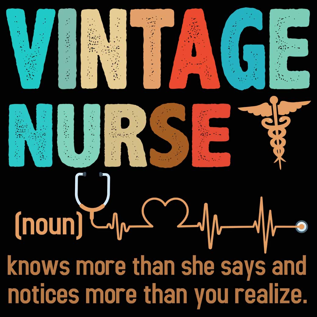 Vintage Nurse Noun Knows More - Mens 123t Funny T-Shirt Tshirts