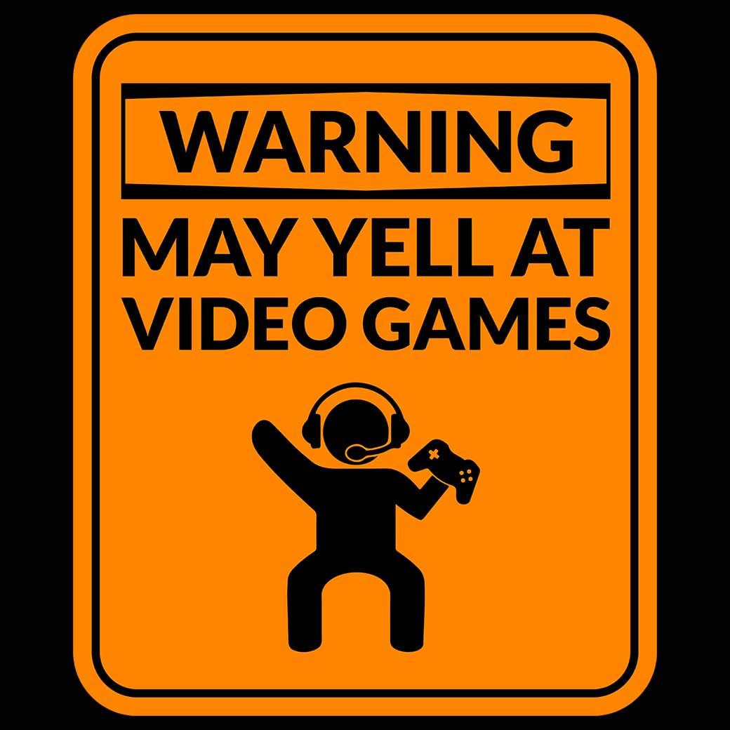 Warning May Yell At Video Games Gamer - Mens 123t Funny T-Shirt Tshirts