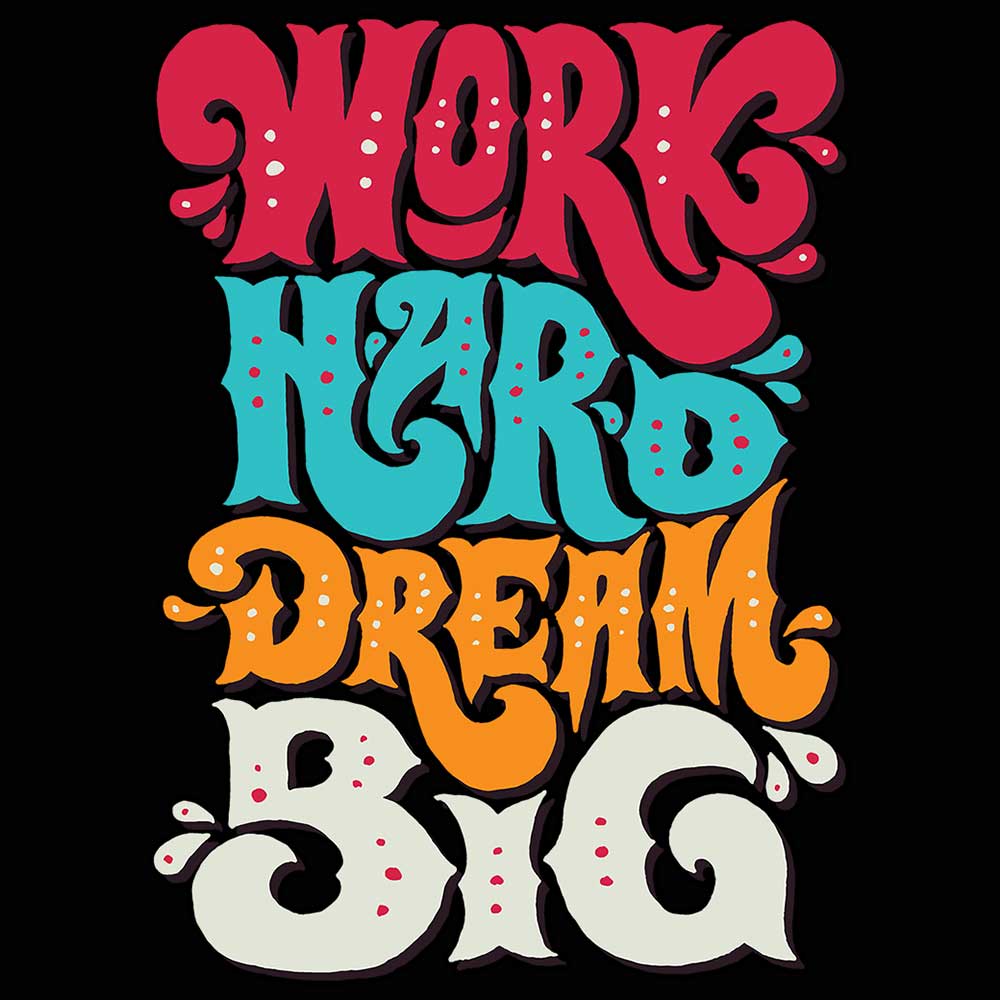 Work Naro Dream Big Calligraphy - Mens 123t Funny T-Shirt Tshirts